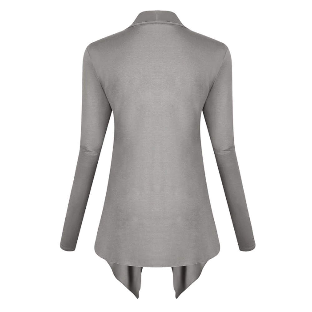 ‼️CLEARANCE Item‼️| Grey Long Sleeve Layered Drape Cardigan - Picture 8 of 8